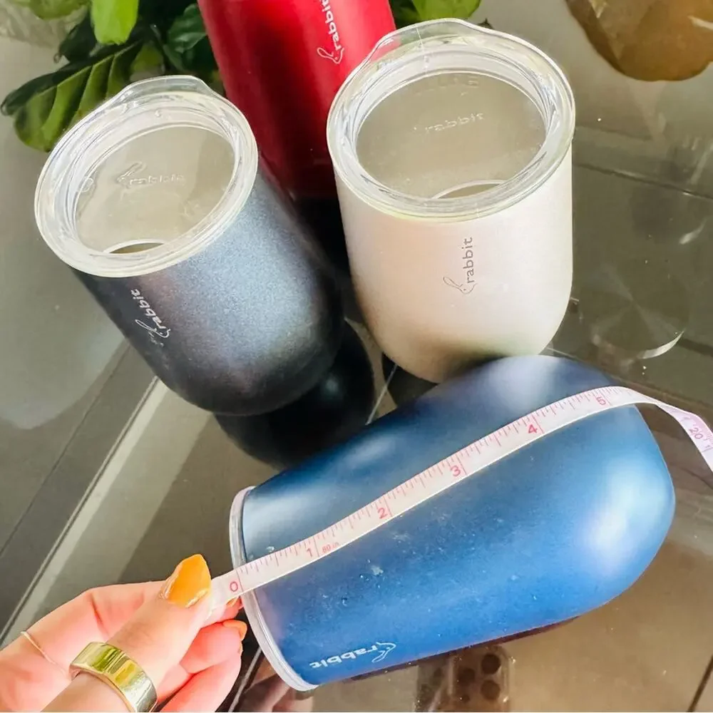 NEW RABBIT Navy Blue Stainless Steel Hot Cold Insulated Travel Mug Wine Glass